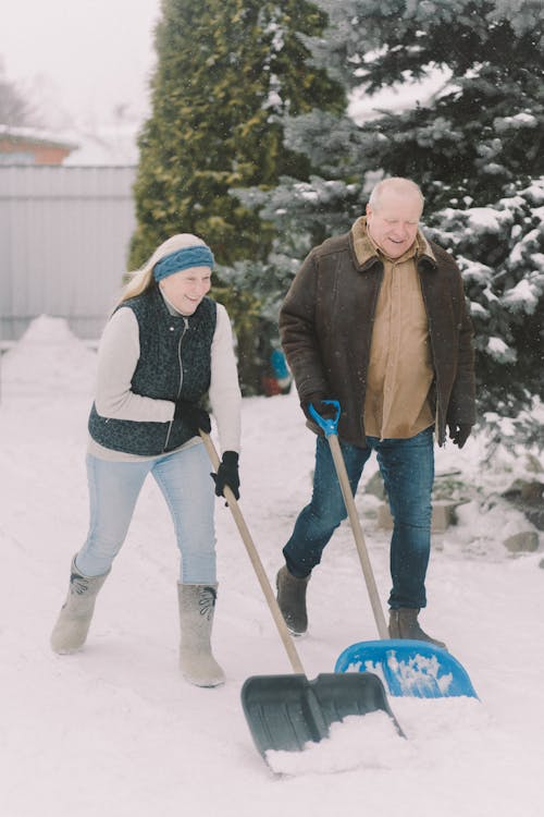 Professional snow shoveling winter service